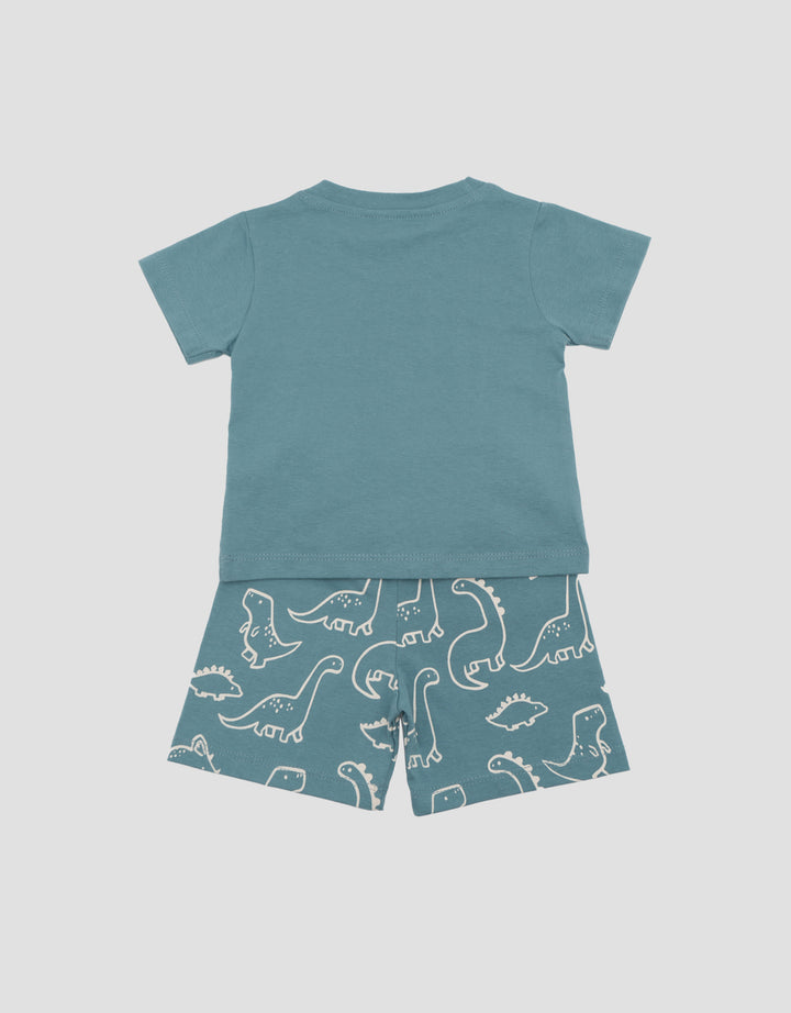 Little M Dino Print Pakaian Setelan Bayi