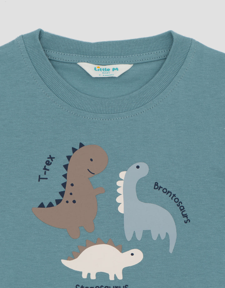 Little M Dino Print Pakaian Setelan Bayi