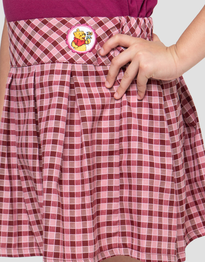 DISNEY POOH WOVEN CHECKED ROK ANAK PEREMPUAN