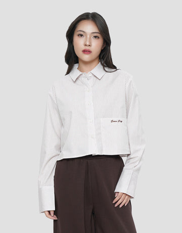NEVADA EMBRO STRIPE KEMEJA BOXY WANITA