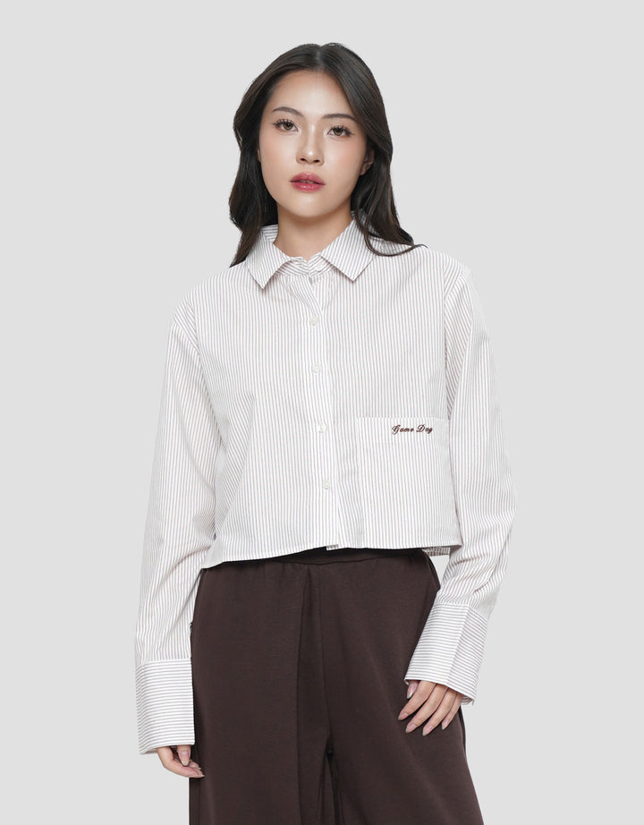 NEVADA EMBRO STRIPE KEMEJA BOXY WANITA