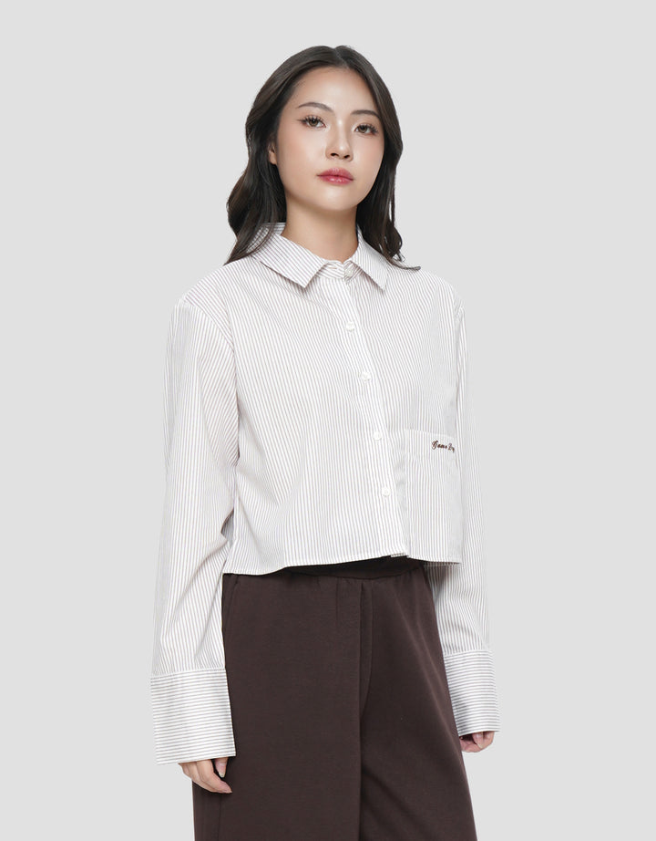 NEVADA EMBRO STRIPE KEMEJA BOXY WANITA