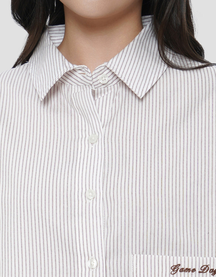 NEVADA EMBRO STRIPE KEMEJA BOXY WANITA