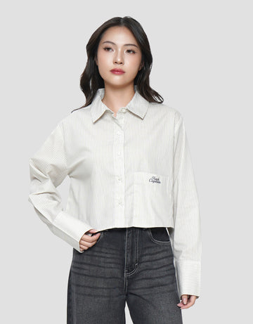 NEVADA EMBRO STRIPE BOXY KEMEJA WANITA