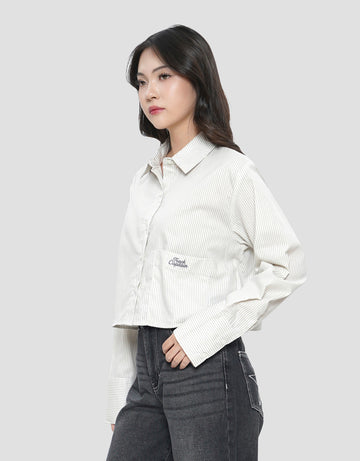 NEVADA EMBRO STRIPE BOXY KEMEJA WANITA