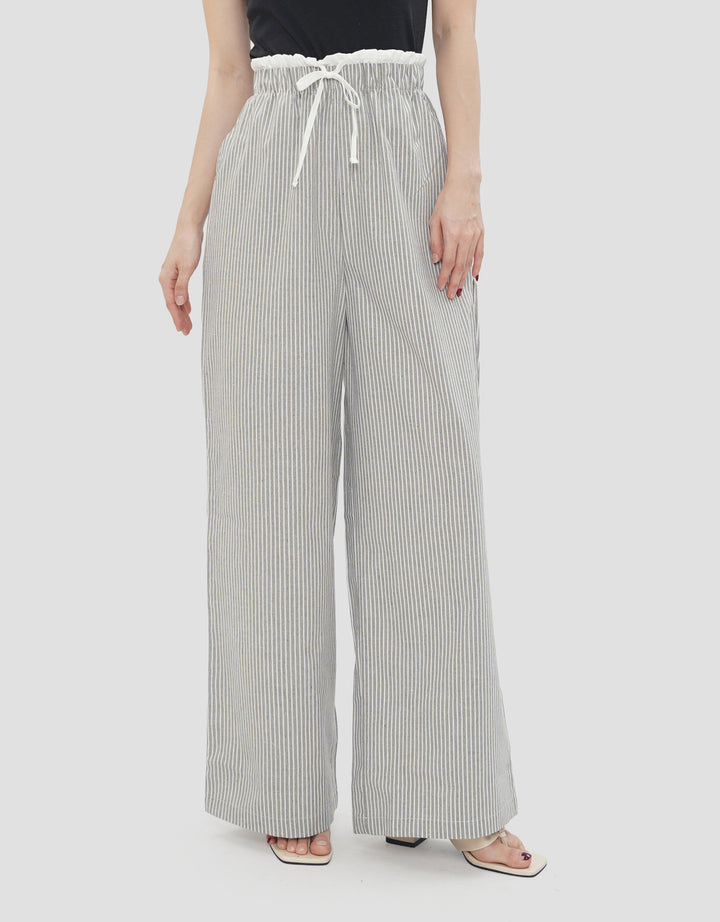 NEVADA COMBINATION STRIPED WIDE LEG CELANA PANJANG WANITA