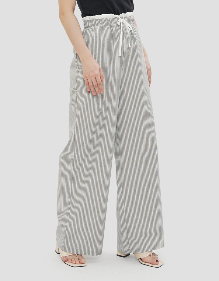 NEVADA COMBINATION STRIPED WIDE LEG CELANA PANJANG WANITA