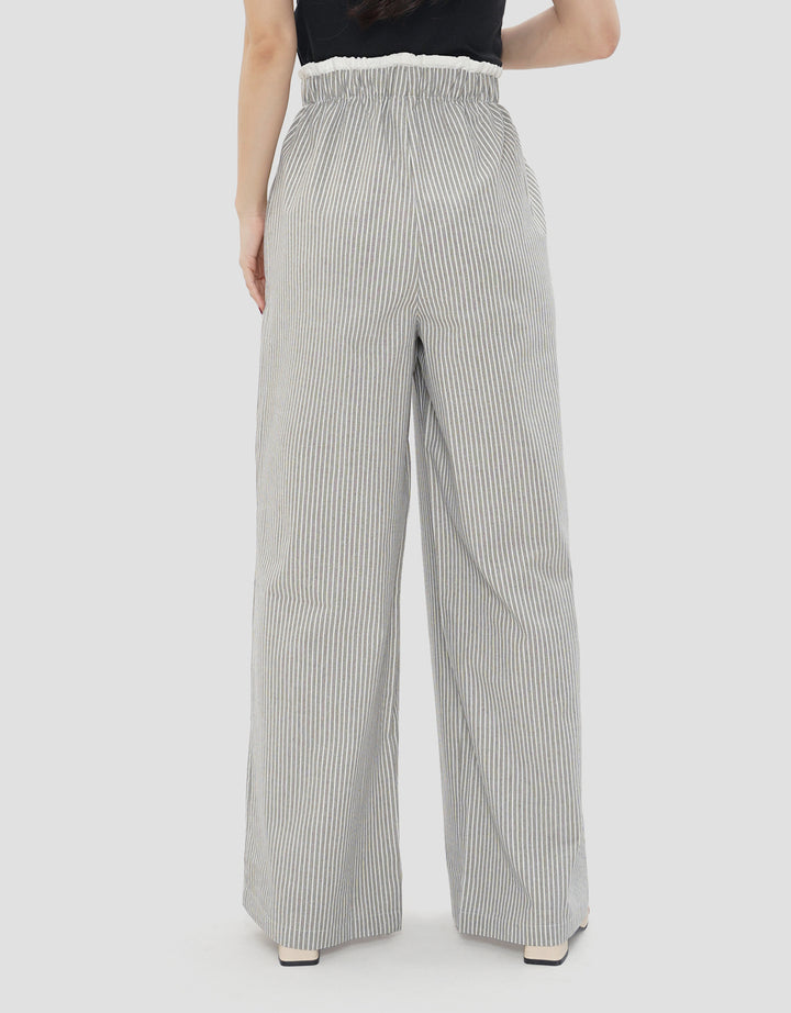 NEVADA COMBINATION STRIPED WIDE LEG CELANA PANJANG WANITA