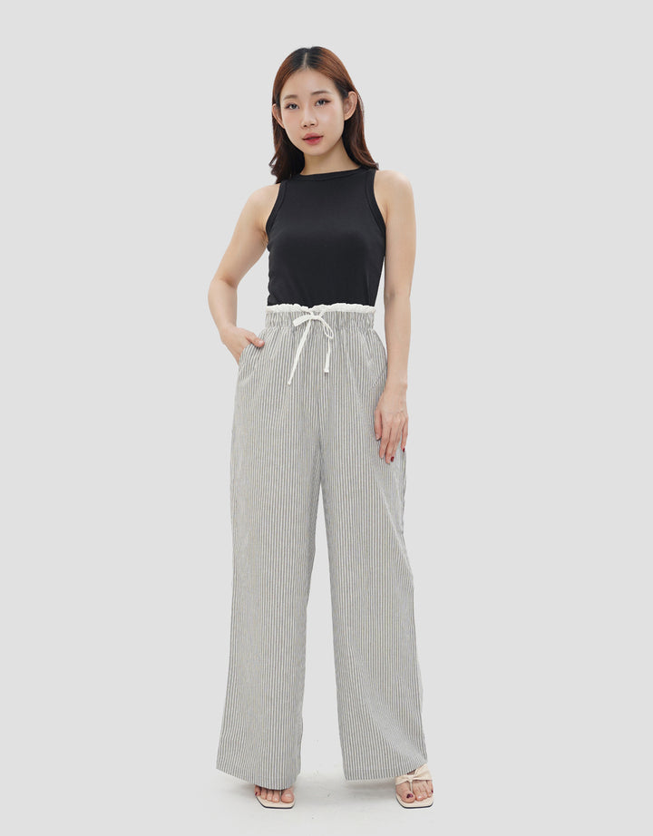 NEVADA COMBINATION STRIPED WIDE LEG CELANA PANJANG WANITA