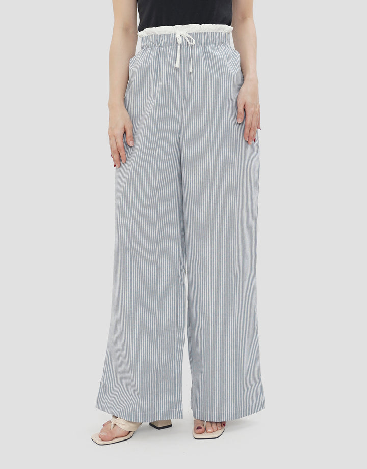 NEVADA COMBINATION STRIPED WIDE LEG CELANA PANJANG WANITA