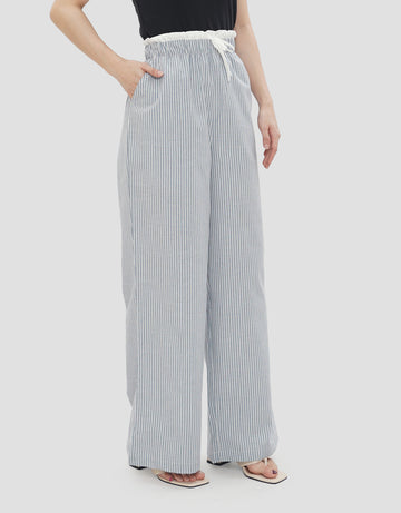 NEVADA COMBINATION STRIPED WIDE LEG CELANA PANJANG WANITA
