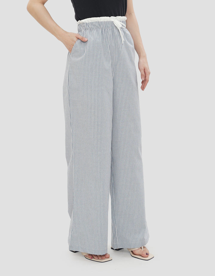 NEVADA COMBINATION STRIPED WIDE LEG CELANA PANJANG WANITA