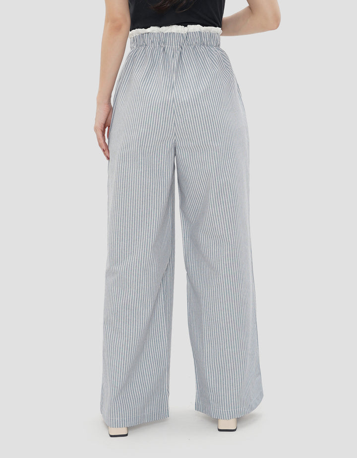 NEVADA COMBINATION STRIPED WIDE LEG CELANA PANJANG WANITA