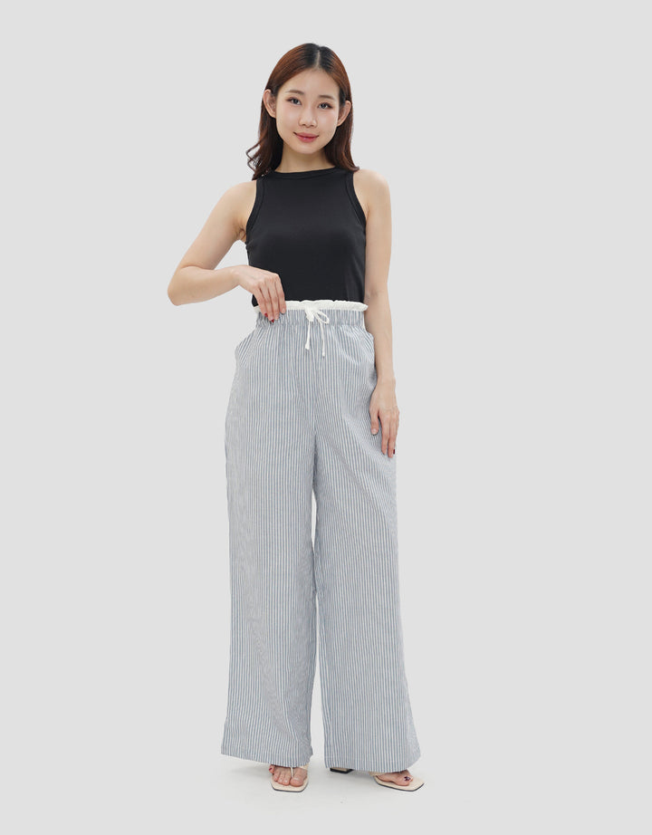 NEVADA COMBINATION STRIPED WIDE LEG CELANA PANJANG WANITA