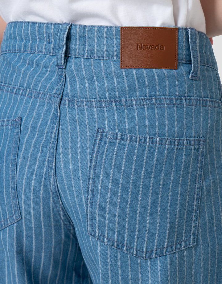 NEVADA STRIPE WIDE CELANA DENIM PANJANG WANITA