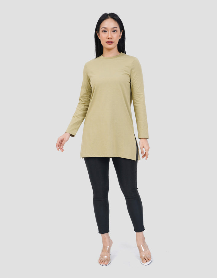 SUKO KERAH BULAT LENGAN PANJANG KAOS WANITA