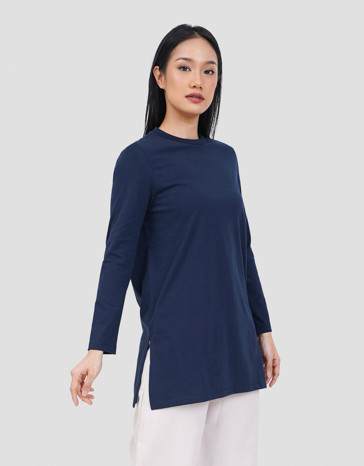 SUKO KERAH BULAT LENGAN PANJANG KAOS WANITA