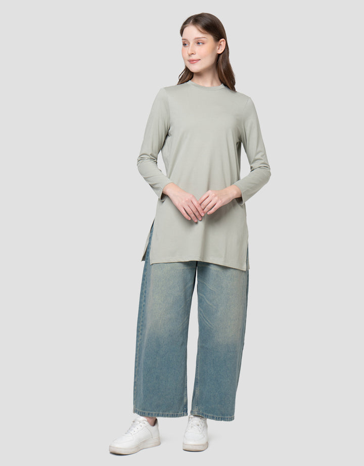 SUKO KERAH BULAT LENGAN PANJANG KAOS WANITA