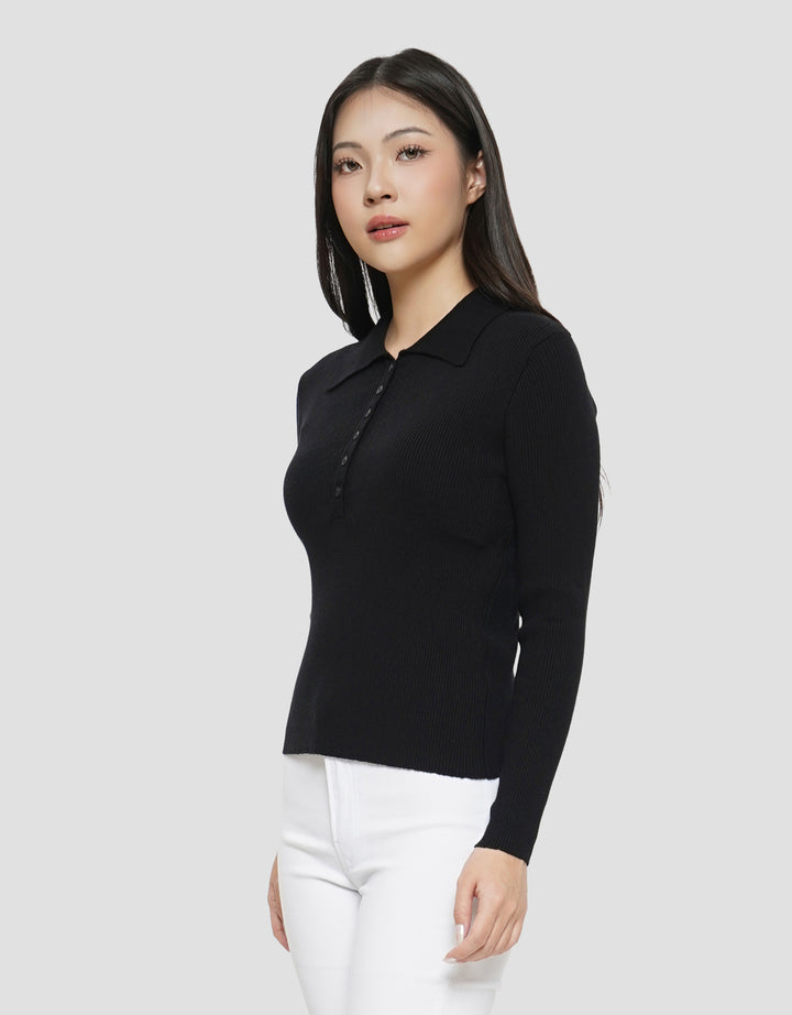 SUKO RIB KAOS POLO LENGAN PANJANG WANITA