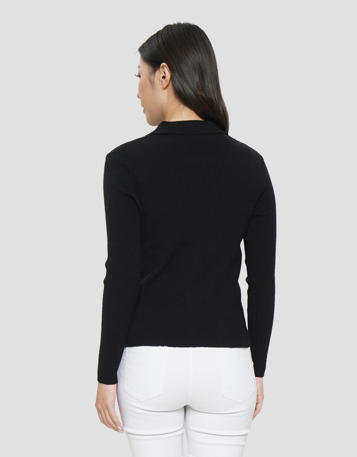 SUKO RIB KAOS POLO LENGAN PANJANG WANITA