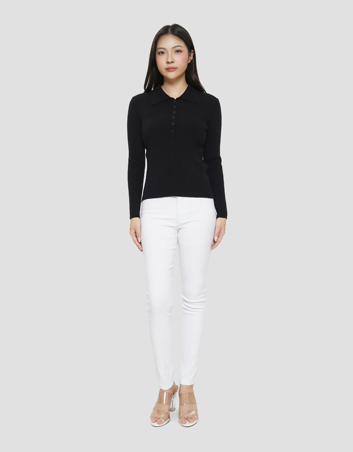 SUKO RIB KAOS POLO LENGAN PANJANG WANITA