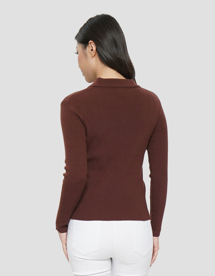 SUKO RIB KAOS POLO LENGAN PANJANG WANITA