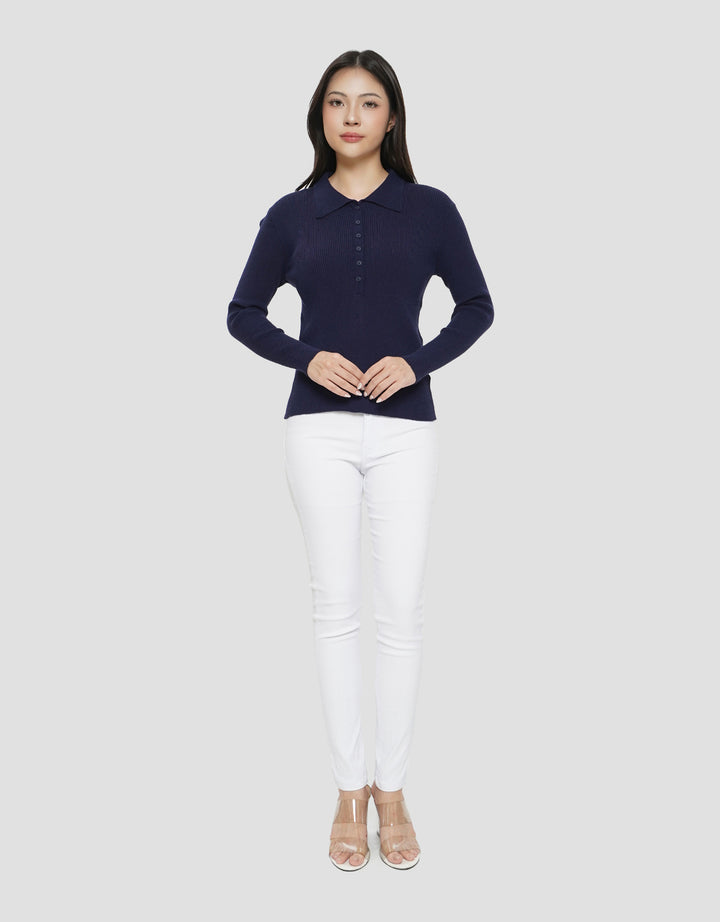 SUKO RIB KAOS POLO LENGAN PANJANG WANITA