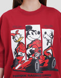 Disney Print Mickey Mouse Racing Kaos Oversize Wanita
