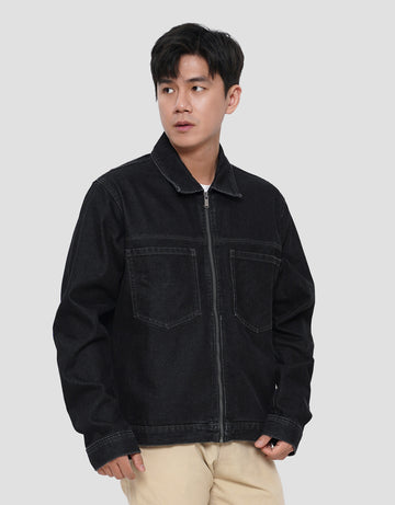 COLE COLLAR ZIPPER JAKET JEANS PRIA