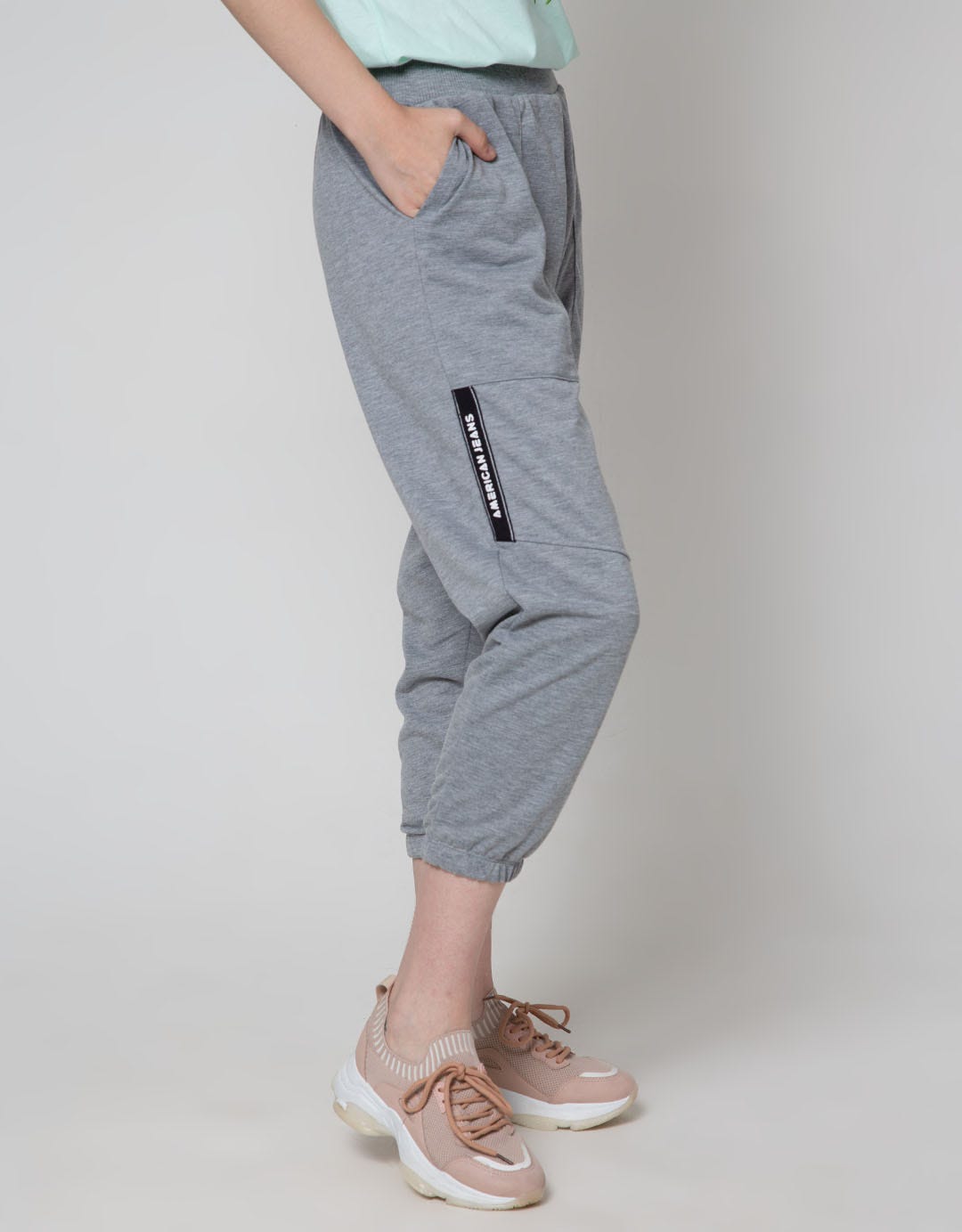 American Jeans Cut Ribbon Jogger Pants Wanita