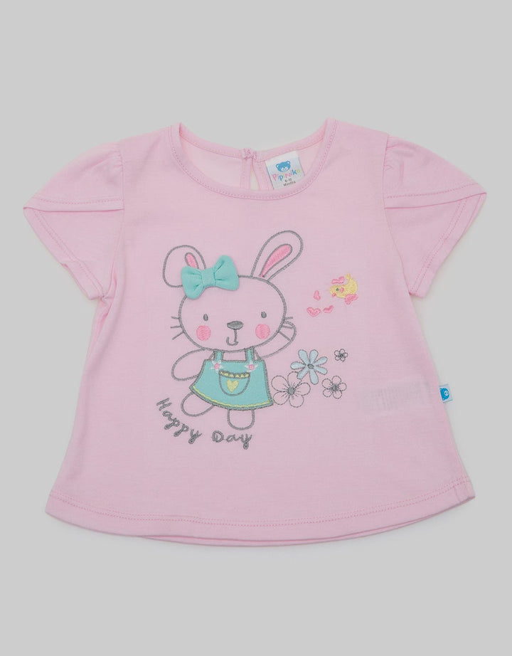 Pipiniko Short Sleeve T-Shirt Top Bunny Tiny Bloom