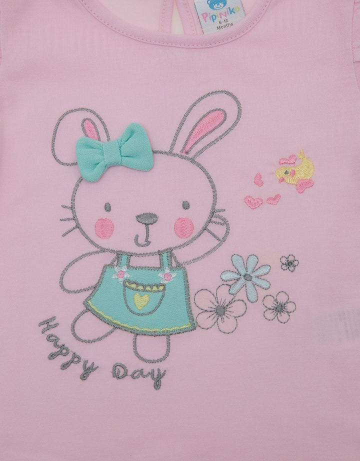 Pipiniko Short Sleeve T-Shirt Top Bunny Tiny Bloom
