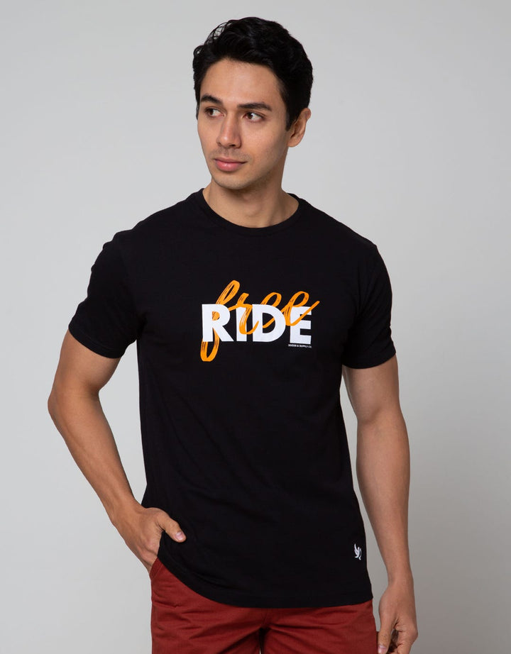 Freeride T-Shirt Pria Black Futuristic Crash Splash