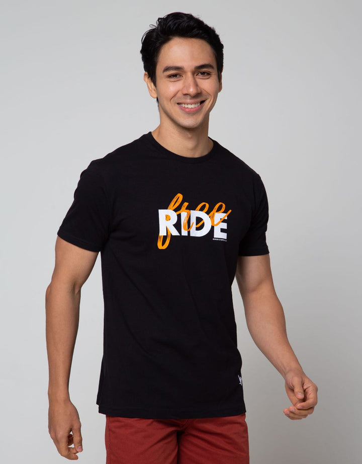 Freeride T-Shirt Pria Black Futuristic Crash Splash