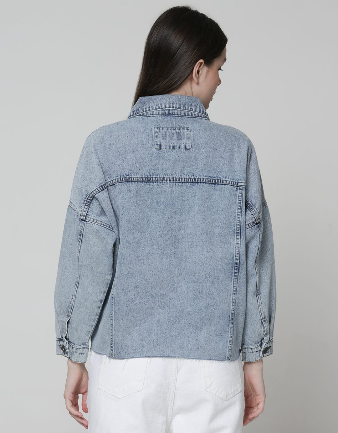 Nevada Denim Jacket Crop Unfinished Hem