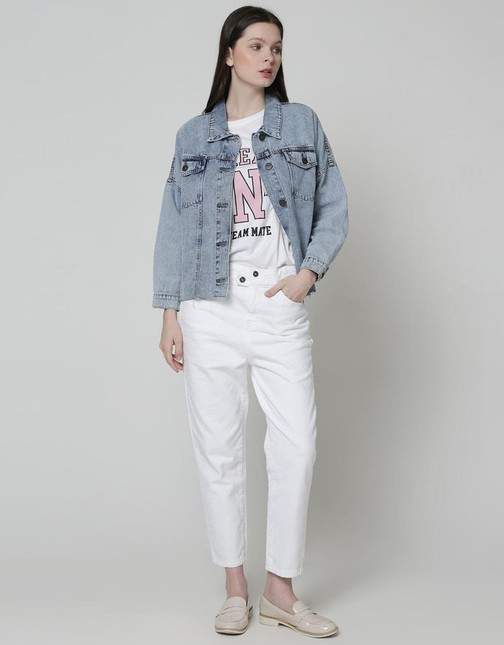 Nevada Denim Jacket Crop Unfinished Hem