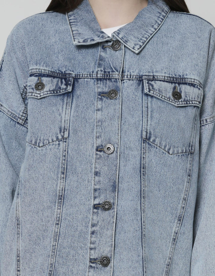 Nevada Denim Jacket Crop Unfinished Hem
