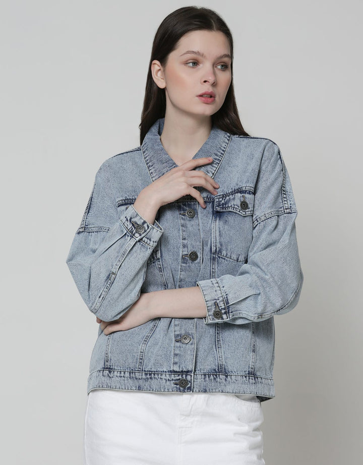 Nevada Denim Jacket Crop Finished Hem