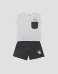 LITTLE M SLEVELESS WITH POCKET DINO PAKAIAN SETELAN BAYI