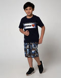 Character Superman Logo Kombinasi Ribbon Short Sleeve T-Shirt