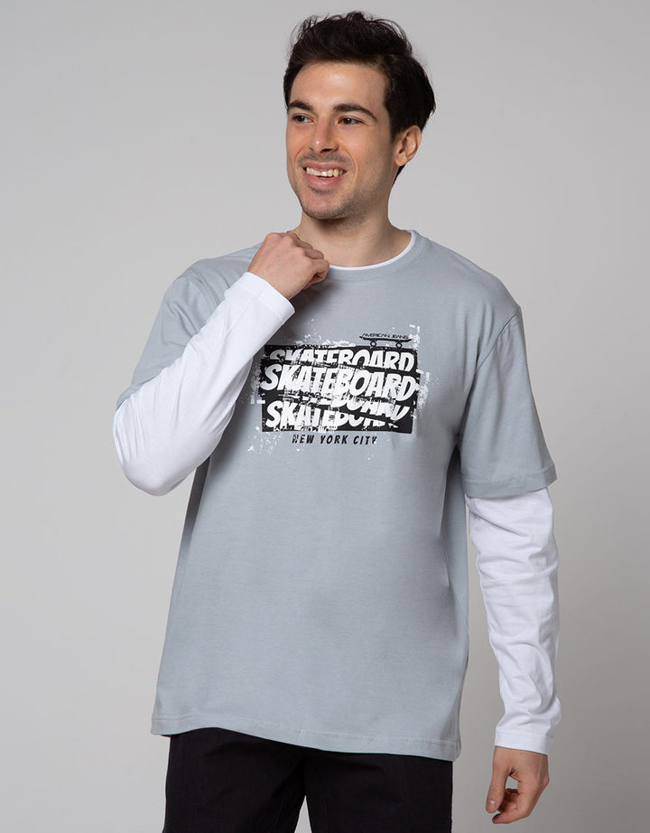 American Jeans Long Sleeve T-Shirt Mock Sleeve Checkered
