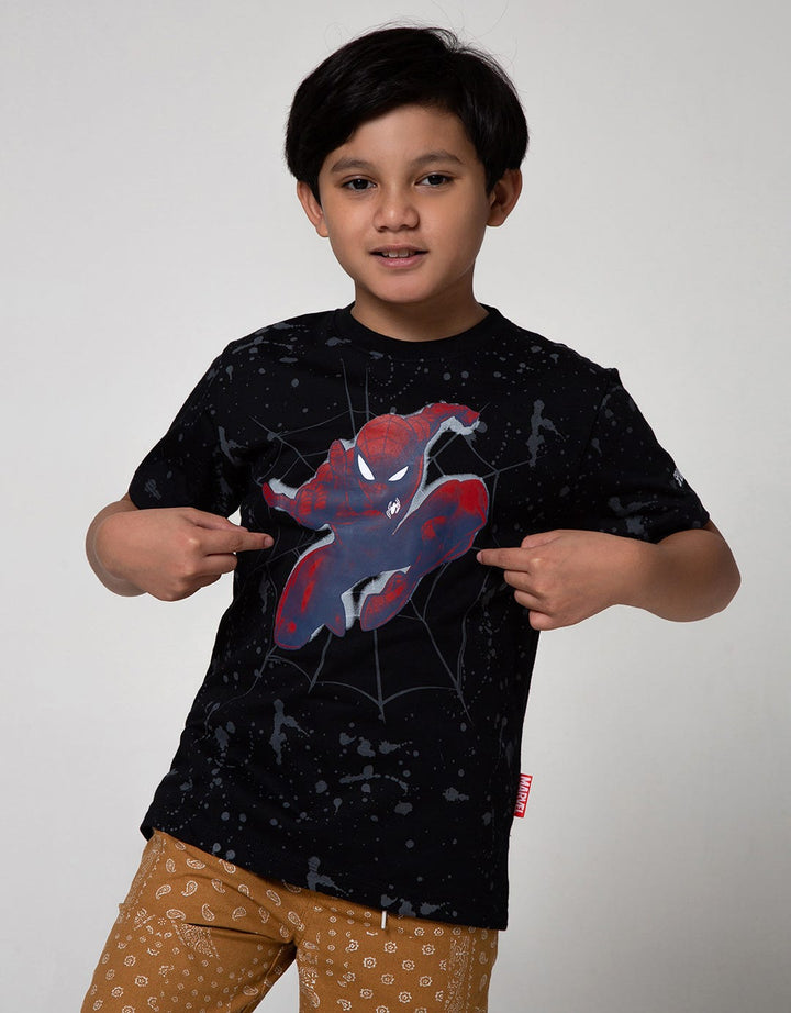 Marvel Spiderman Jump Print Splash Web Short Sleeve T-Shirt