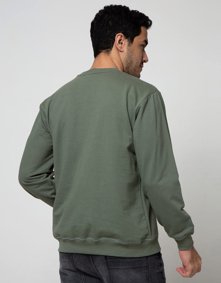 Details Sweatshirt Jumper R Neck Embro On Pocket
