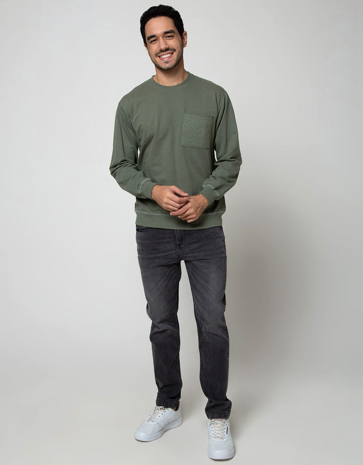 Details Sweatshirt Jumper R Neck Embro On Pocket