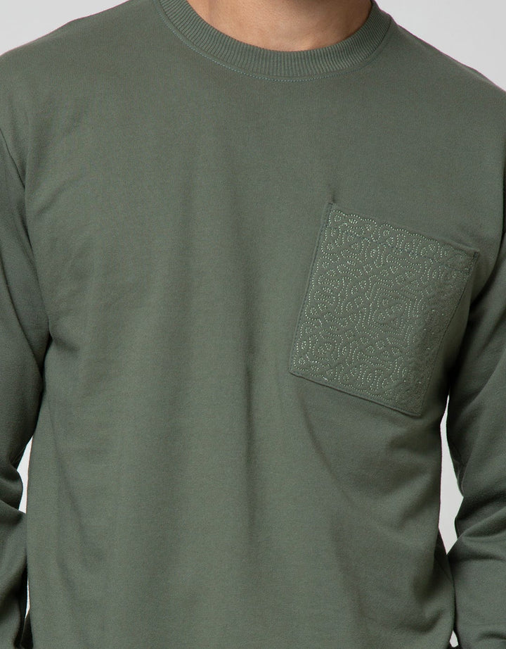 Details Sweatshirt Jumper R Neck Embro On Pocket