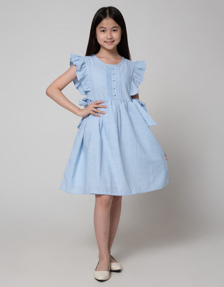 Kidz Too Short Sleeve Midi Dress Plisket Kancing
