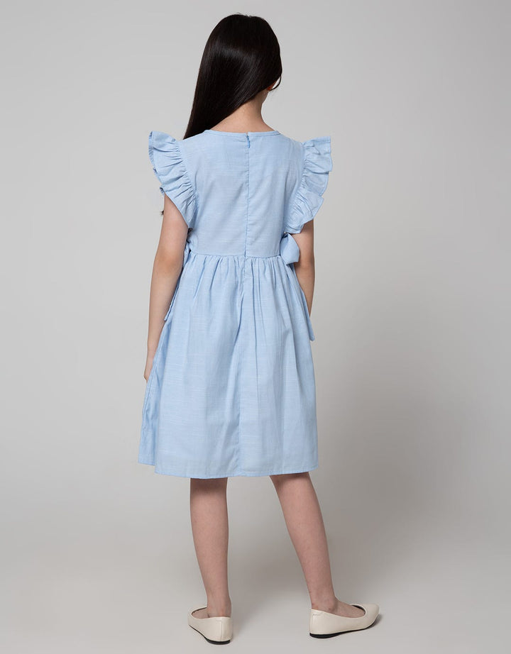 Kidz Too Short Sleeve Midi Dress Plisket Kancing