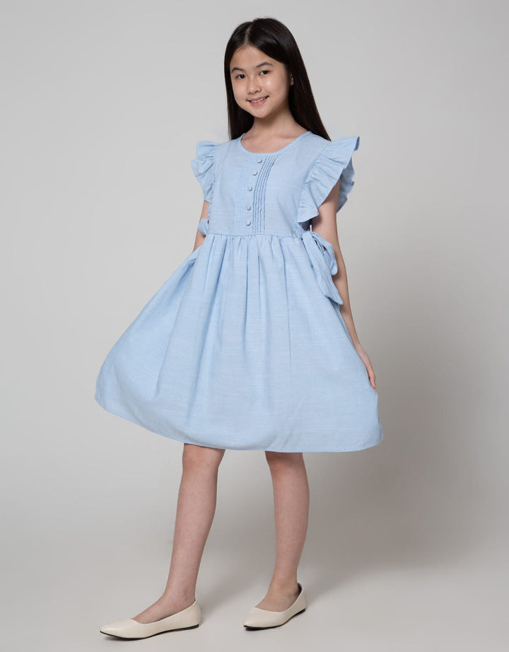 Kidz Too Short Sleeve Midi Dress Plisket Kancing