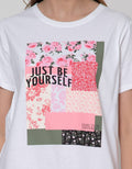 Details Short Sleeve T-Shirt Basic Printed Tee With Floral And Text