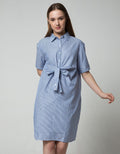 Details Short Sleeve Midi Dress With Wrap Details On Waist